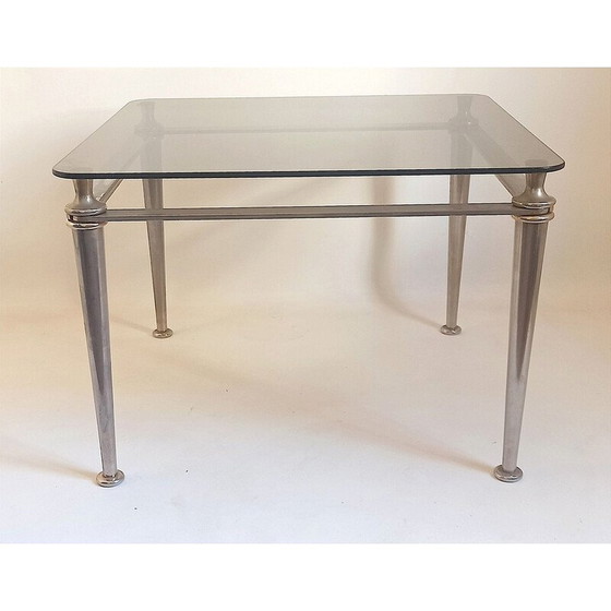Image 1 of Table basse vintage en acier et verre trempé, 1970