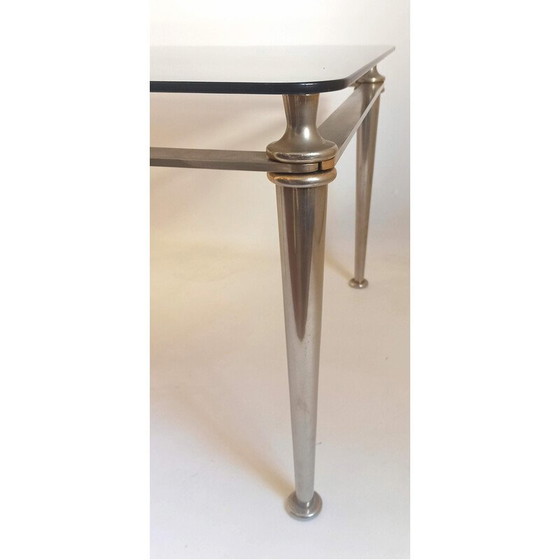 Image 1 of Table basse vintage en acier et verre trempé, 1970