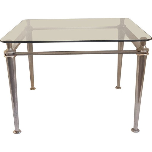 Table basse vintage en acier et verre trempé, 1970