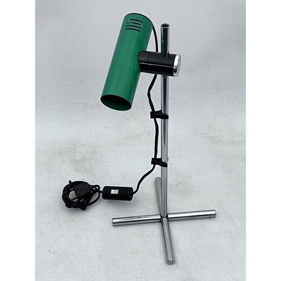 Image 1 of Lampe de table vintage Reggiani en chrome et laque verte, Italie 1970