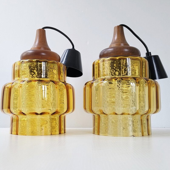 Image 1 of Paire de lampes suspendues vintage par Carl Fagerlund pour Orrefors, 1960