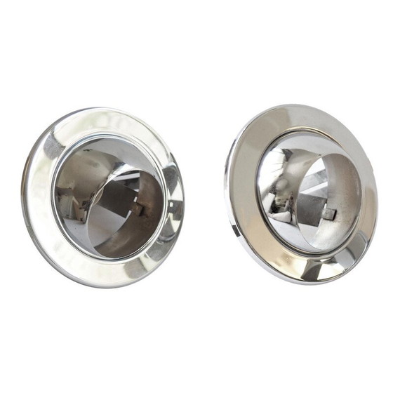 Image 1 of Paire de spots vintage en acier inoxydable chromé et céramique pour Targetti, 1970