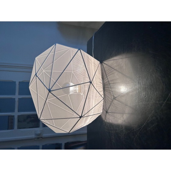 Image 1 of Lampe galet vintage en fer blanc et tissu dessiné pour Aluminor