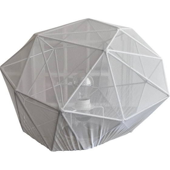 Image 1 of Lampe galet vintage en fer blanc et tissu dessiné pour Aluminor