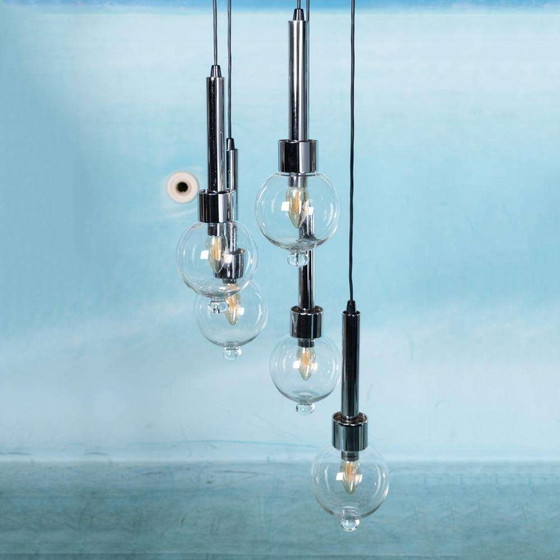 Image 1 of Lampe suspendue vintage cascade, space age waterfall midcentury