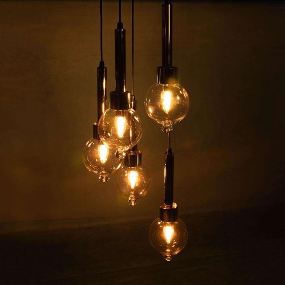 Image 1 of Lampe suspendue vintage cascade, space age waterfall midcentury