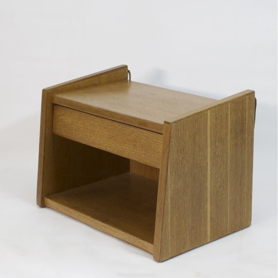 Image 1 of Table de nuit murale vintage en bois de chêne, 1950