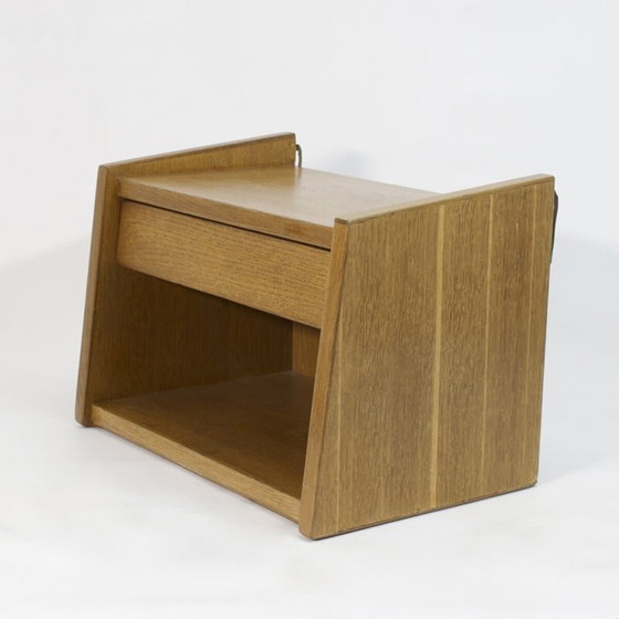 Image 1 of Table de nuit murale vintage en bois de chêne, 1950