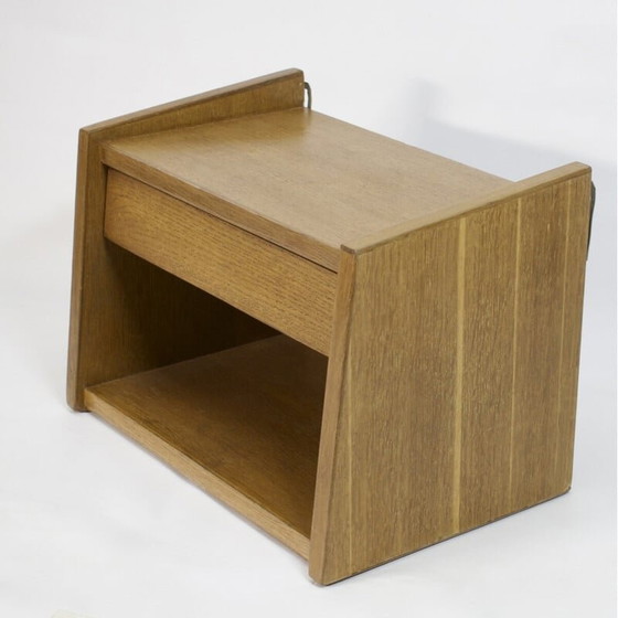 Image 1 of Table de nuit murale vintage en bois de chêne, 1950