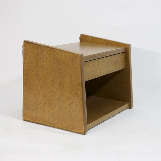 Image 1 of Table de nuit murale vintage en bois de chêne, 1950
