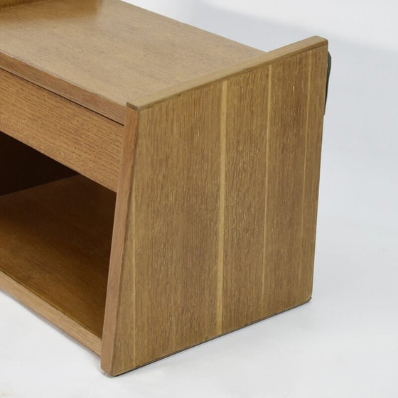 Image 1 of Table de nuit murale vintage en bois de chêne, 1950