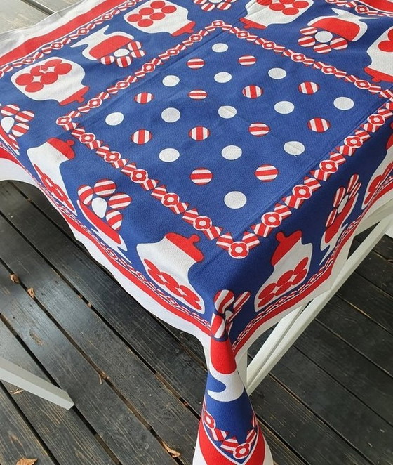 Image 1 of 13314 Nappe en coton vintage des années 1970 Fleurs