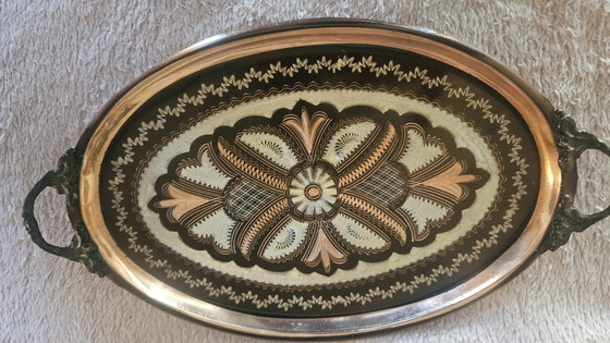 Image 1 of Plateau turc en cuivre gravé