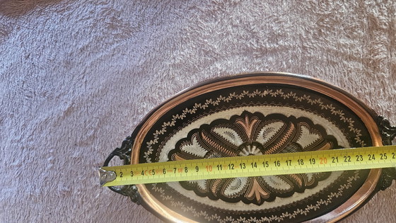 Image 1 of Plateau turc en cuivre gravé