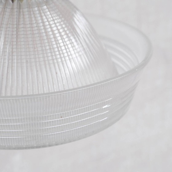 Image 1 of Lampe suspendue Holophane en verre et laiton, France 1930s