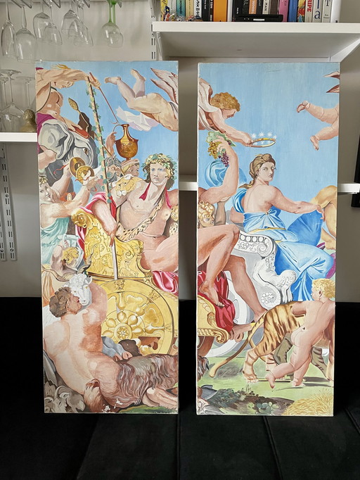 Diptyque Peinture Baroque- Triomphe De Bacchus Et D’Ariane