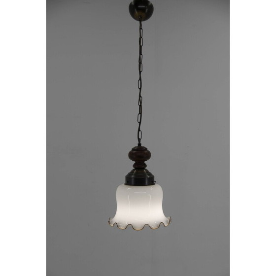 Image 1 of Lampe suspendue en verre vintage, 1980