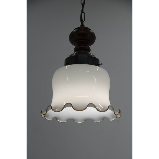 Lampe suspendue en verre vintage, 1980