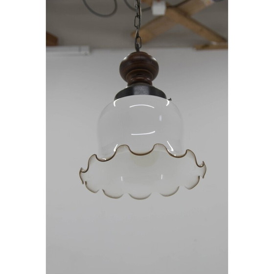 Image 1 of Lampe suspendue en verre vintage, 1980