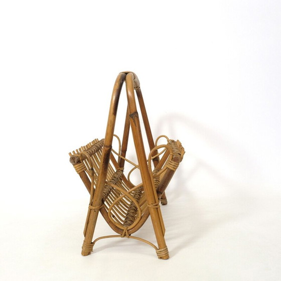 Image 1 of Porte-revues vintage en bambou et rotin 1960