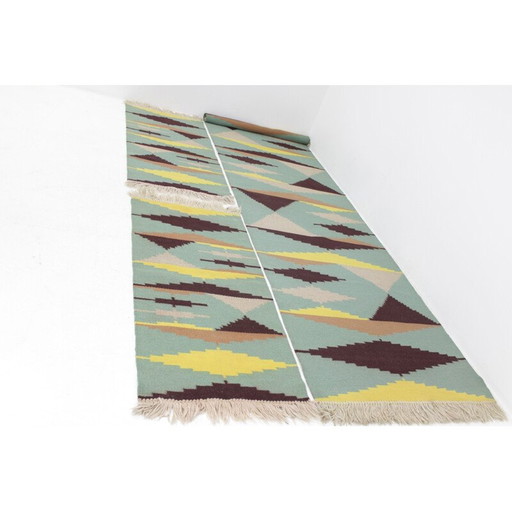 Ensemble de trois tapis géométriques modernistes vintage par A. Kybal, Tchécoslovaquie 1960
