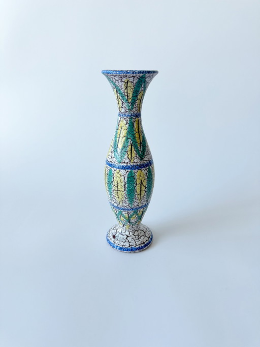 Marzi & Remy 172/1, Vase En Céramique Avec Émail Craquelé / Émail Retraité, West Germany, Wgp, Mid Century Modern, Années 1950