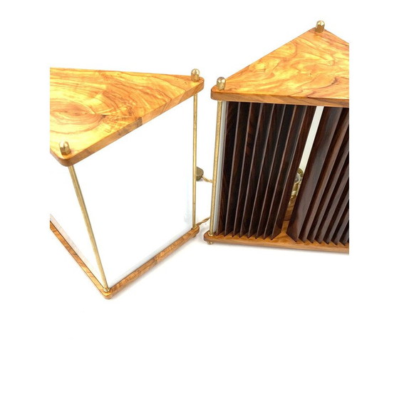 Image 1 of Paire de lampes de table vintage en palissandre et laiton par Leonardo Mosso, Italie, années 1970