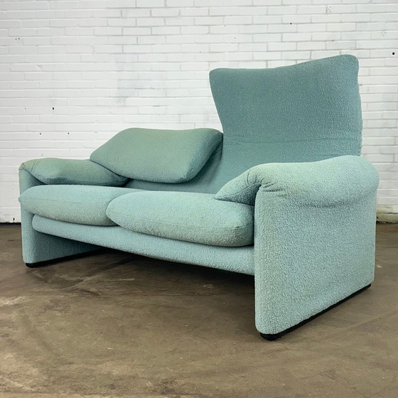 Image 1 of Turquoise Cassina Maralunga 2 Seat Sofa By Vico Magistretti 166