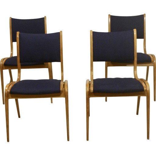 Ensemble de 4 chaises vintage en bois de hêtre courbé, 1960
