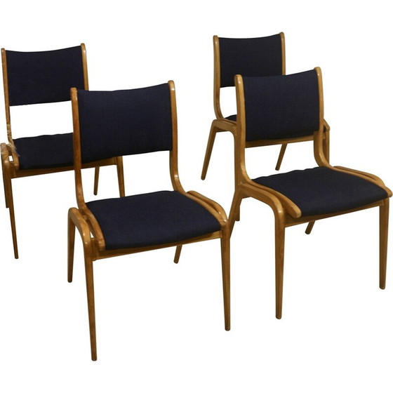 Image 1 of Ensemble de 4 chaises vintage en bois de hêtre courbé, 1960