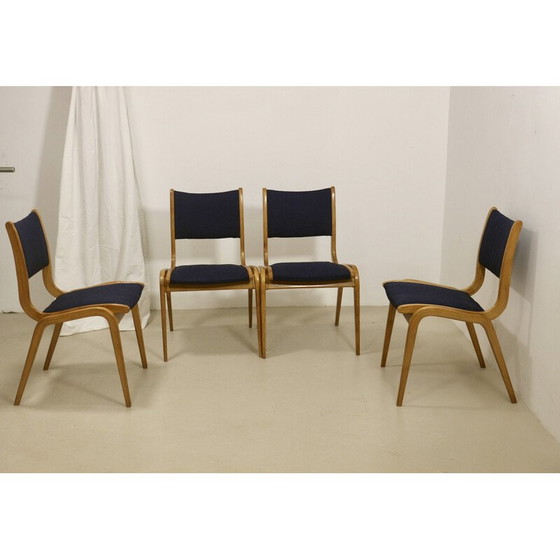 Image 1 of Ensemble de 4 chaises vintage en bois de hêtre courbé, 1960