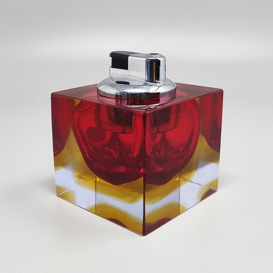 Image 1 of 1960S Stunning Red Table Lighter In Murano Sommerso Glass By Flavio Poli For Seguso