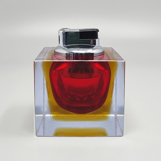 Image 1 of 1960S Stunning Red Table Lighter In Murano Sommerso Glass By Flavio Poli For Seguso