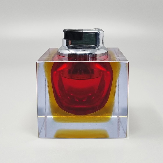 Image 1 of 1960S Stunning Red Table Lighter In Murano Sommerso Glass By Flavio Poli For Seguso