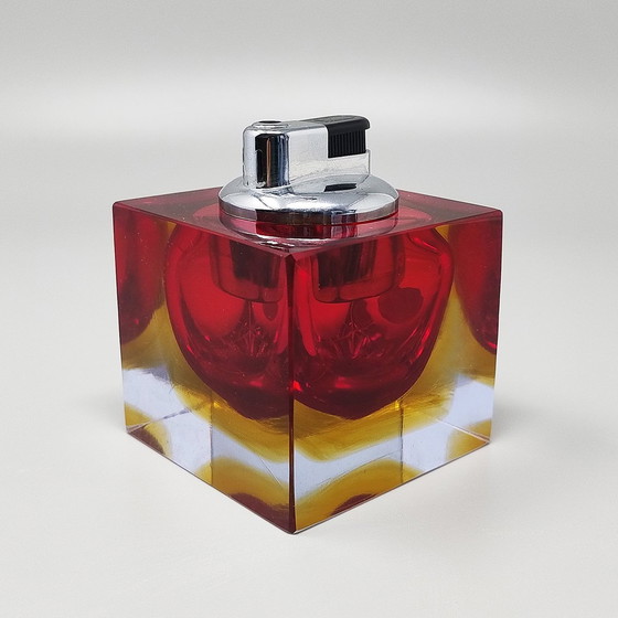 Image 1 of 1960S Stunning Red Table Lighter In Murano Sommerso Glass By Flavio Poli For Seguso