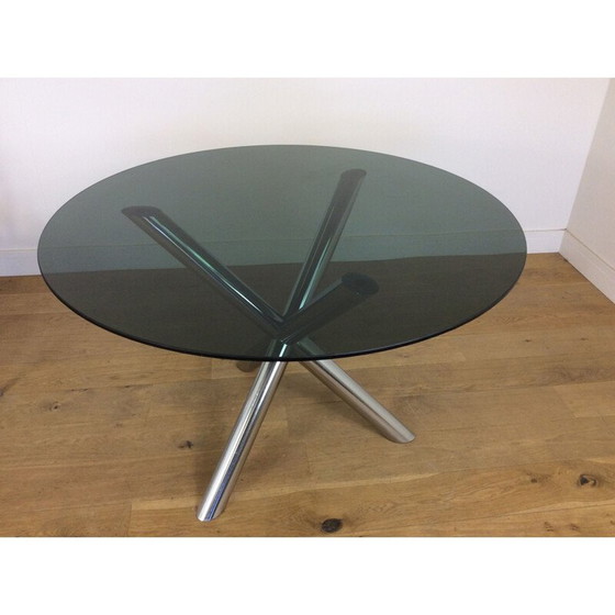 Image 1 of Ensemble de salle à manger vintage avec plateau en verre fumé