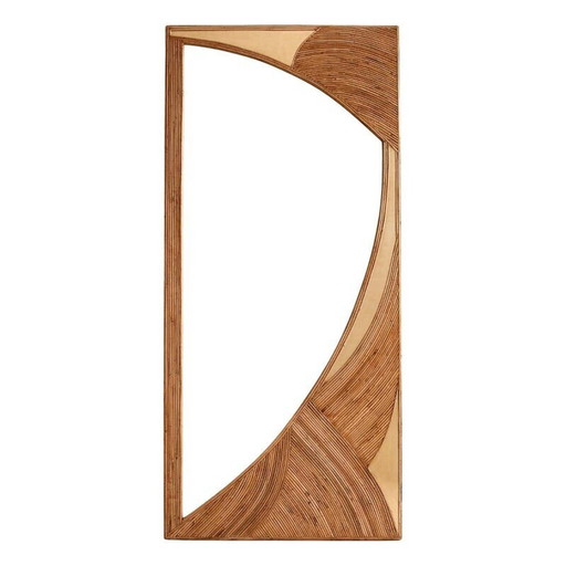 Miroir mural contemporain vintage en bambou et laiton, Italie