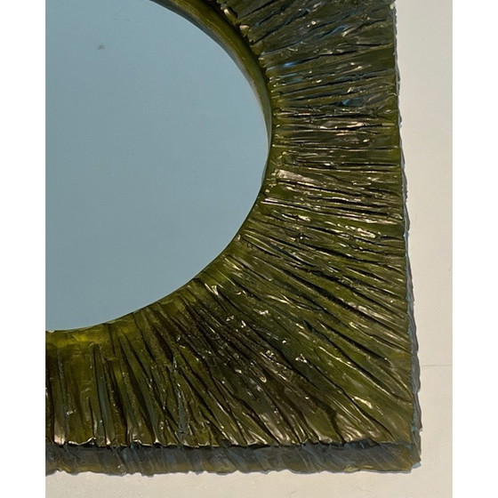 Image 1 of Miroir vintage en résine verte, 1970