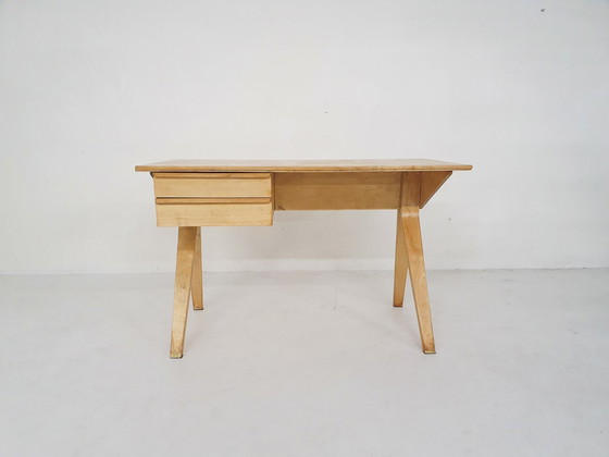 Image 1 of Cees Braakman For Pastoe Eb02 Birchwood Desk, Pays-Bas 1959