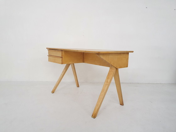 Image 1 of Cees Braakman For Pastoe Eb02 Birchwood Desk, Pays-Bas 1959