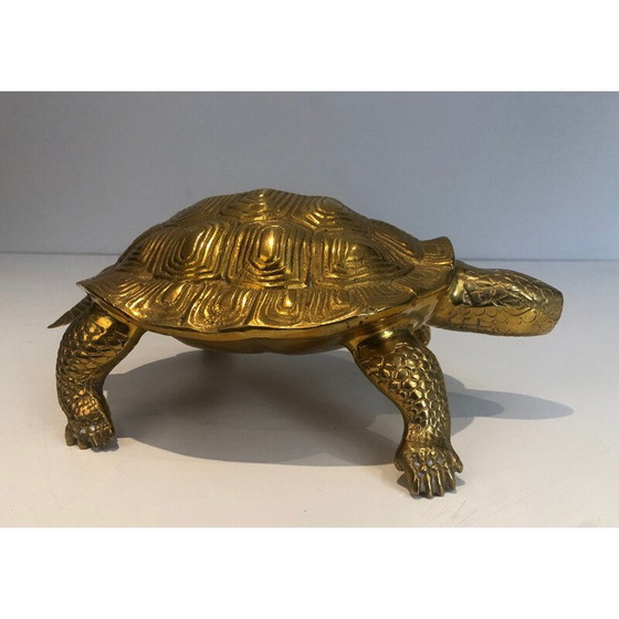 Image 1 of Sculpture tortue vintage en laiton, France 1970