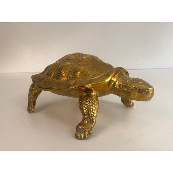 Image 1 of Sculpture tortue vintage en laiton, France 1970