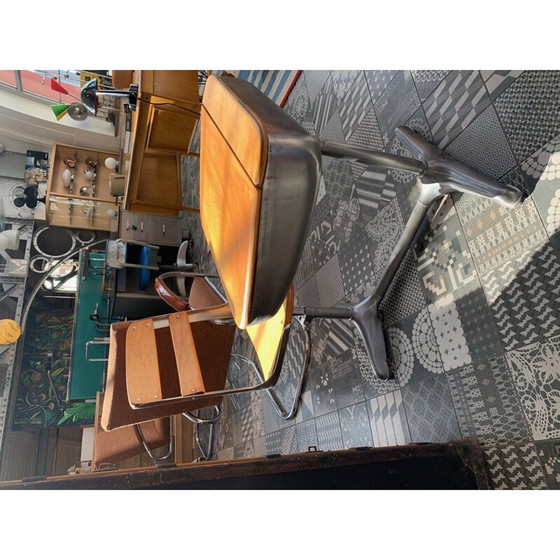 Image 1 of Table d'école vintage en bois de hêtre par Seating Co, USA 1940