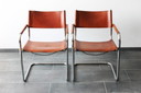 Chaise à structure tubulaire Modèle S34 avec cuir couleur cognac