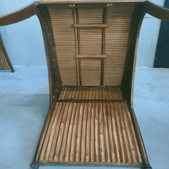 Image 1 of Ensemble unique de 6 chaises de salle à manger en rotin vintage