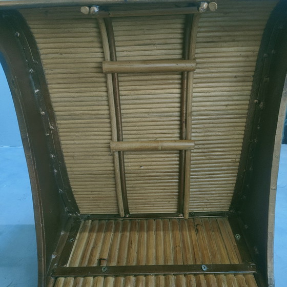 Image 1 of Ensemble unique de 6 chaises de salle à manger en rotin vintage