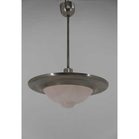 Image 1 of Lampe suspendue Art Déco rose ou Bauhuas nickelé par Franta Anyz, 1920