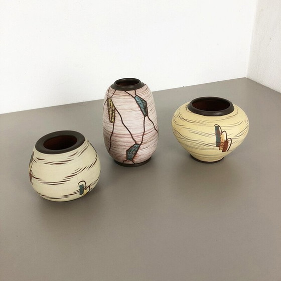 Image 1 of Ensemble de 3 vases en céramique vintage par Franz Schwaderlapp pour Sawa Ceramic, Allemagne 1960