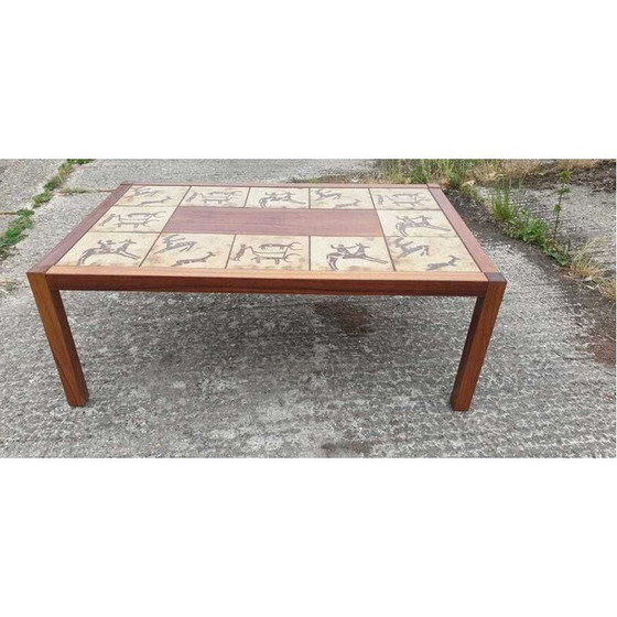 Image 1 of Table basse scandinave vintage décorée de carreaux de faïence