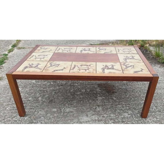 Image 1 of Table basse scandinave vintage décorée de carreaux de faïence